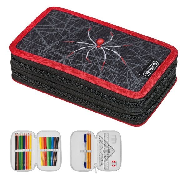 Пенал 23 предмети Double Spider 50032921 Herlitz чорний із червоним