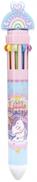 Ручка шариковая на 10 цветов единорог 