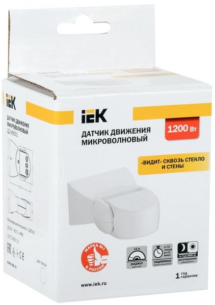 Датчик движения IEK ДД-МВ 501 180° 15м 1200W IP65 белый LDD11-501MB-1200-001