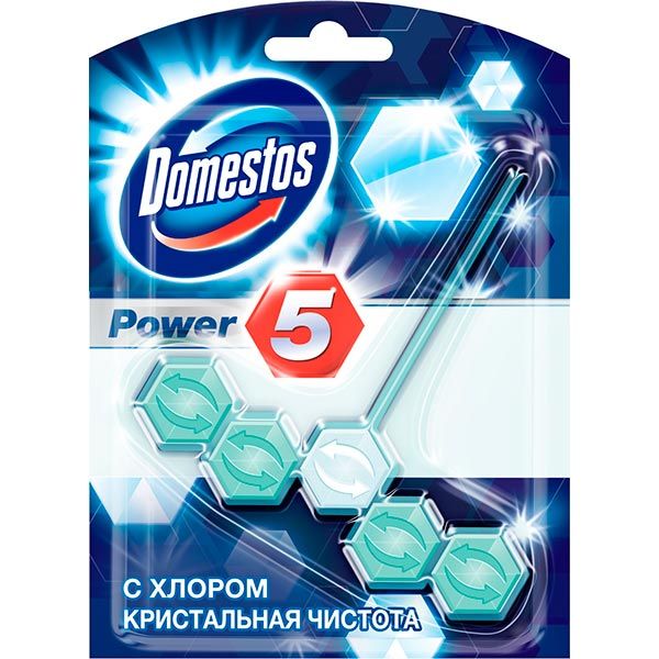 Туалетний блок Domestos Power 5 Кришталева чистота з хлором 