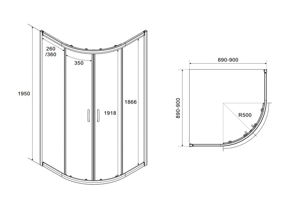 Душевая кабина Koller Pool RNP90BGR ROUND PRO Black matt 900x900x1950 мм