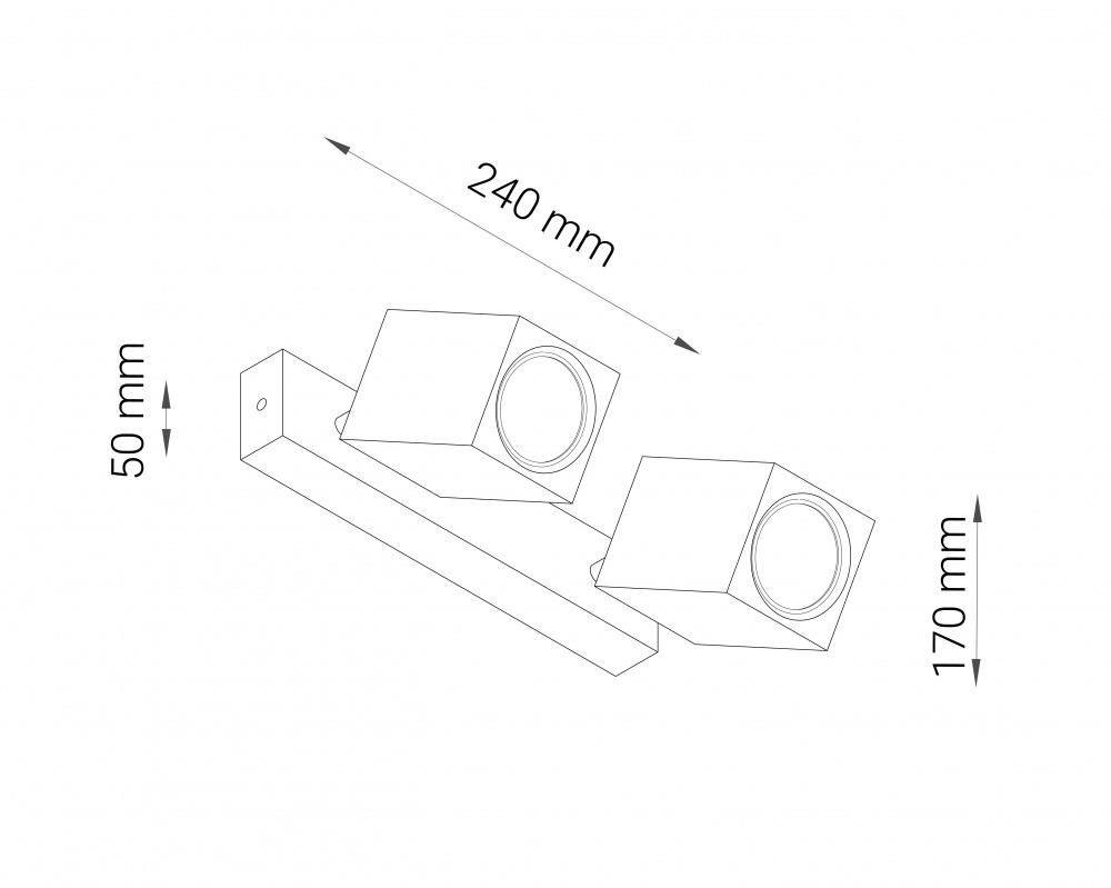 Спот Iterna Cube 2xGU10 ясен темний LW087