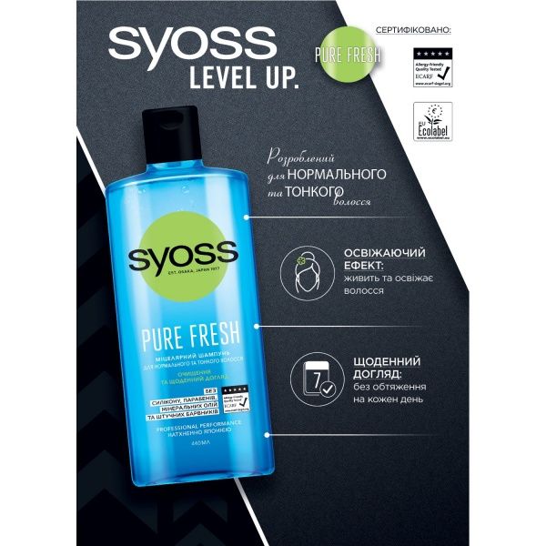 Шампунь Syoss Pure Fresh 440 мл