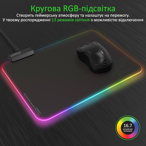 Килимок для миші Vertux SwiftPad-L Black (swiftpad-l.black) 