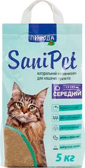 Наполнитель Природа бентонитовый SANI PET средний 5 кг PR240781