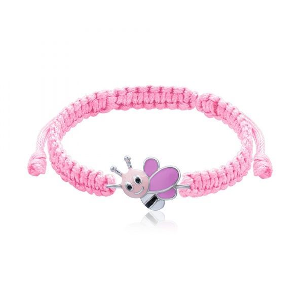 Браслет плетеный UMa&UMi Веселая пчелка розовая