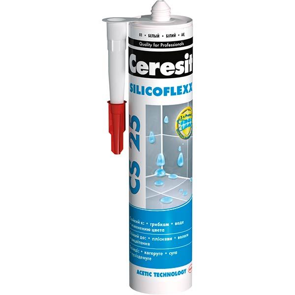 Герметик силіконовий Ceresit CS 25 SILICOFLEXX світло-сірий 280 мл