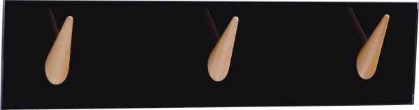 Вішалка настінна Єдиноріг скло чорне дерев'яні гачки-конуси під кутом