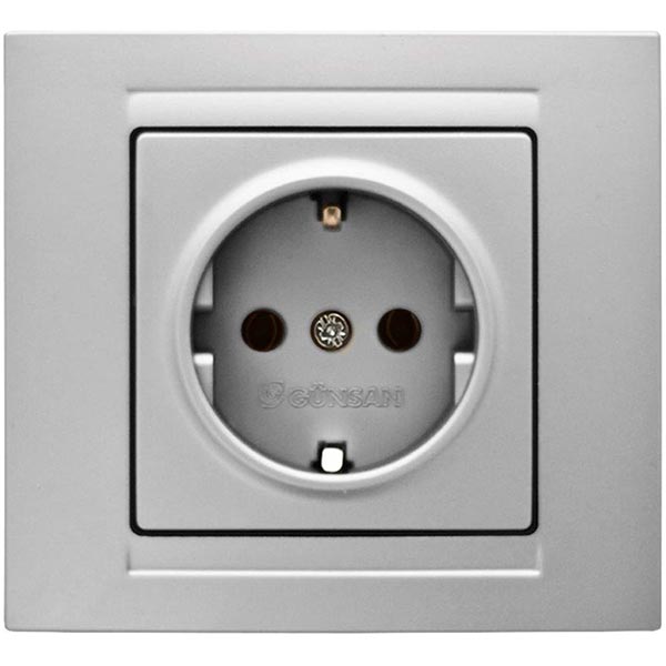 Розетка із заземленням Gunsan Moderna без шторок срібний MD 29 15 115