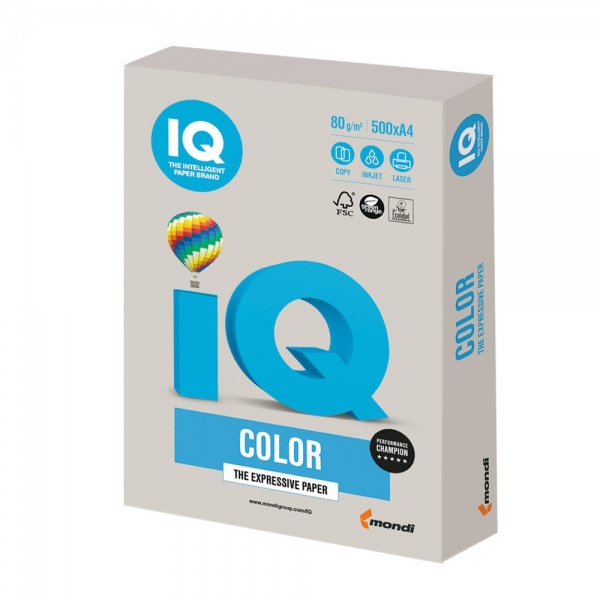 Папір офісний кольоровий IQ A4 80 г/м сірий 500 аркушів 