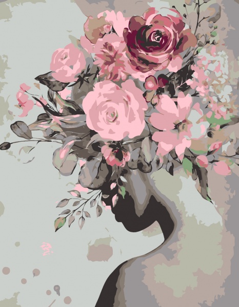 Набір, техніка акриловий живопис за номерами Квіткова леді 35х45 см Rosa Start 