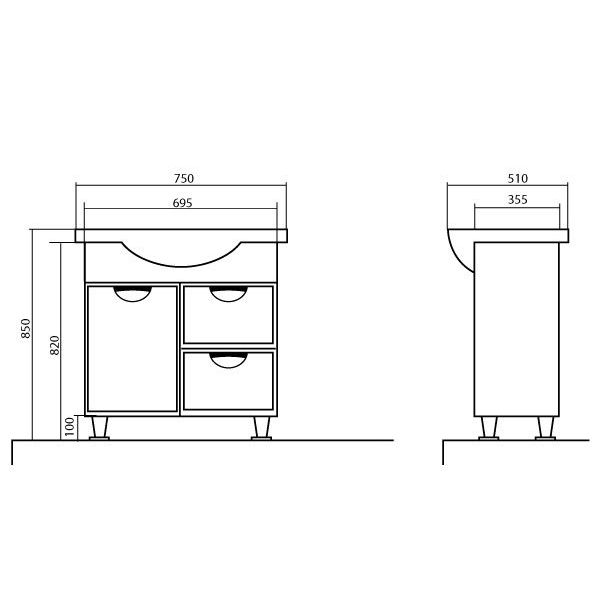 Тумба с умывальником Аква-Родос Глория 05GL75 75 см белая