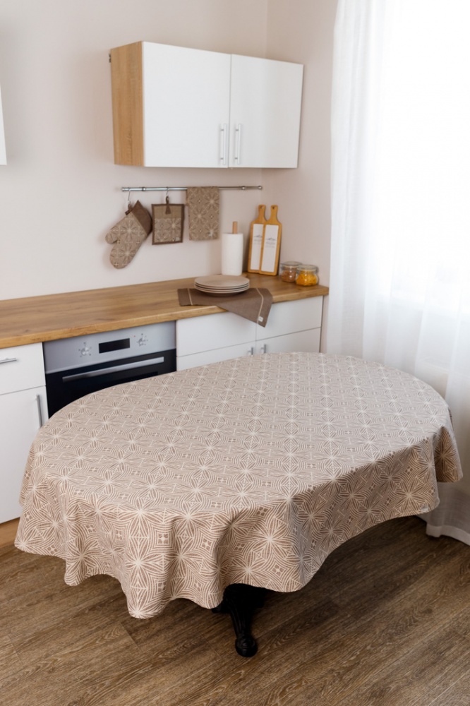 Скатерть овальная 133х240 Корица Прованс