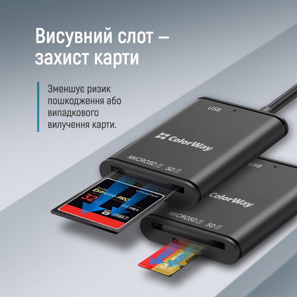 Кардрідер ColorWay USB-C to USB 3.0/SD/MicroSD (CW-CR-02)