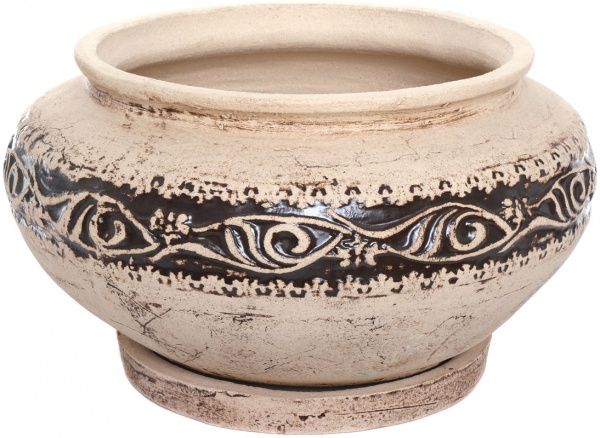Горшок керамический Восточный круглый 15л бежевый с рисунком 