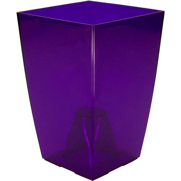 Кашпо пластиковое Lamela Финезия квадратный 3,1л фиолетовый/прозрачный (377) 