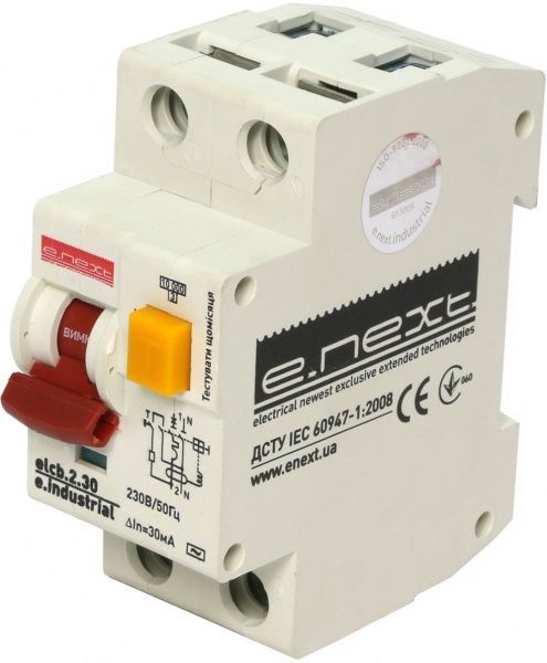 Диференційний автомат  E.next (e.industrial.elcb.2.30.С16) 2р С 16 А 30 мА 10 кА i0230003