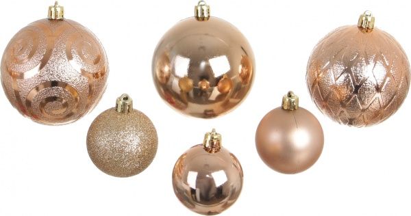 Набор елочных шаров пластиковых золотой 5-8 см 52 шт./уп. 