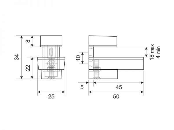 Тримач для полиць DC пелікан PL03 G6 хром матовий