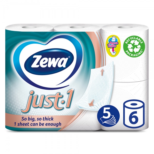 Туалетний папір Zewa Zewa Just 1 п'ятишаровий 6 шт.