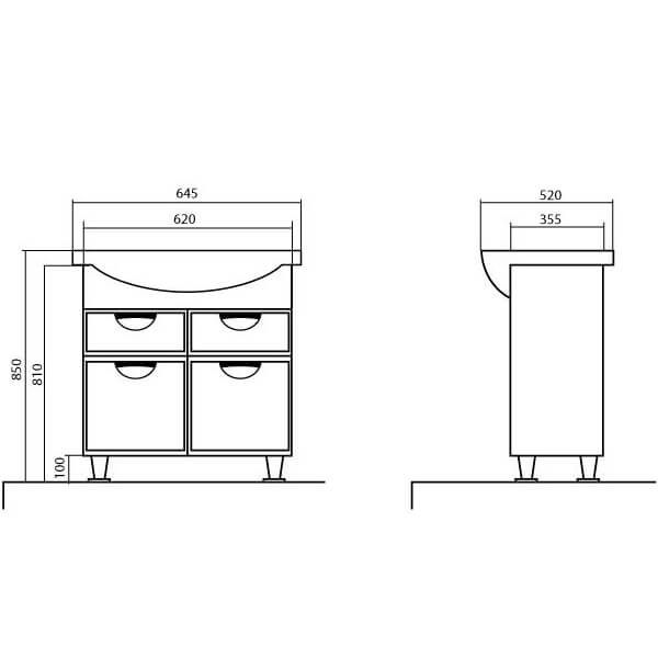 Тумба с умывальником Аква-Родос Глория 05GL0265 65 см белая