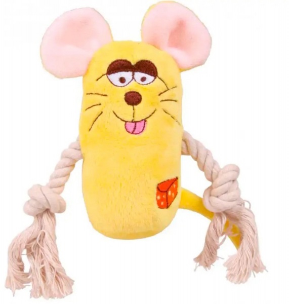 Игрушка Trixie для собак Сквикер с веревкой плюш 13 см в ассортименте 3618