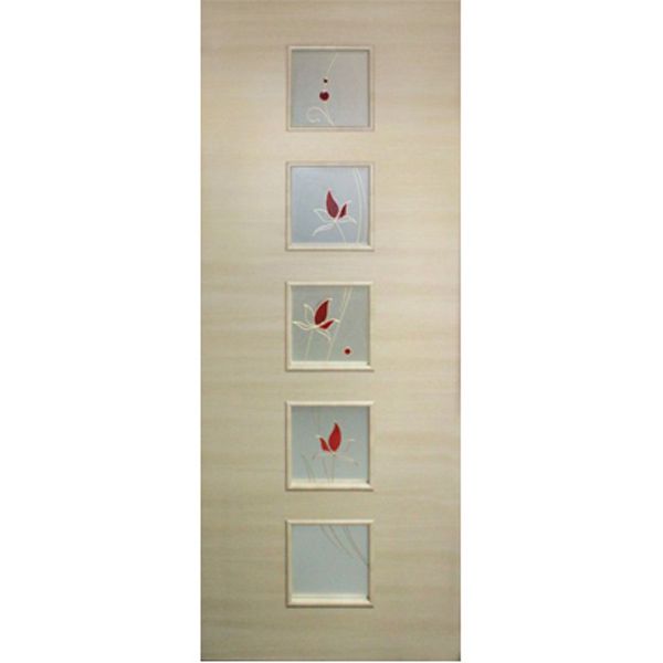 Дверь межкомнатная Альта 5 60 см дуб беленый стекло с рисунком