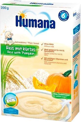 Каша безмолочна Humana від 6 місяців Рисова з гарбузом 200 г 