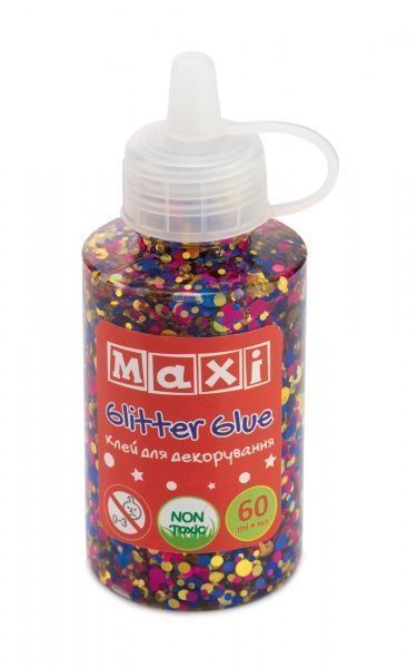 Клей для декорирования с конфетти и блестками 60 мл розовый Maxi MX61747