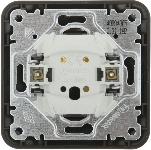 Вимикач прохідний одноклавішний Makel Lillium Natural без підсвітки 10 А 250В коричневий