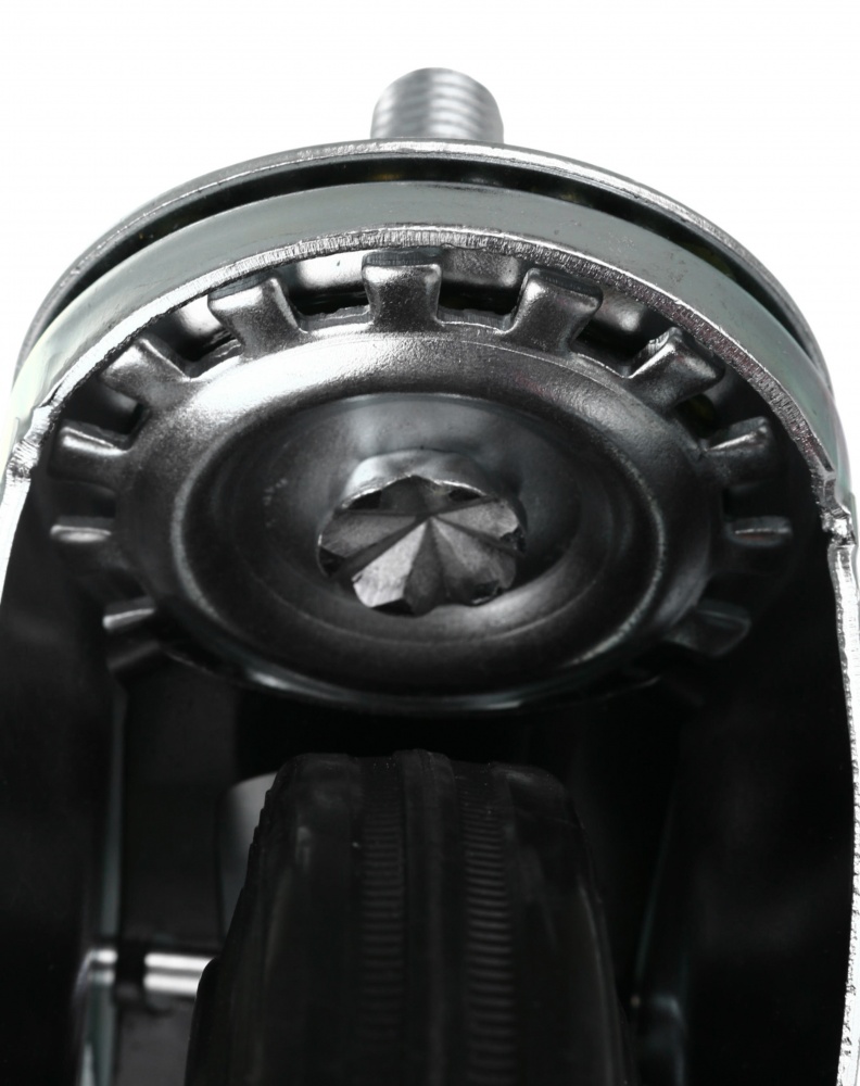 Колесо d160 мм резиновое поворотное с тормозом і резьбовым штырем M16