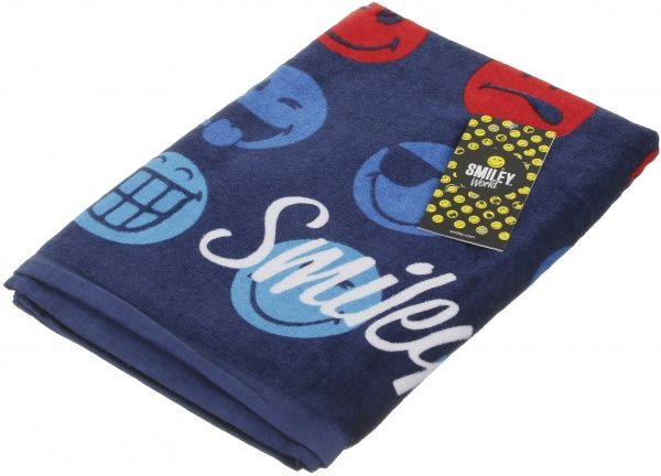 Рушник Fashion emoticon 70x190 см синій/ із принтом 