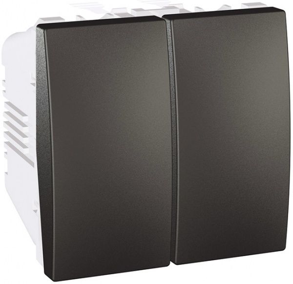 Вимикач двоклавішний Schneider Electric Unica без підсвітки 10 А 250В IP20 графіт mgu3.211.12