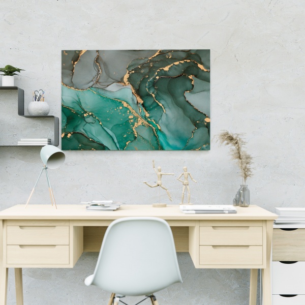 Картина на холсте Зеленые флюиды 110x80 см WS Holst 14082217,6 