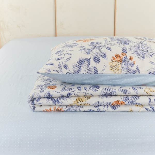 Комплект постельного белья Rita 2 голубой с белым La Nuit 