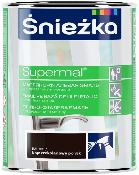 Эмаль Sniezka масляно-фталевая Supermal шоколадно-коричневый глянец 0,8л