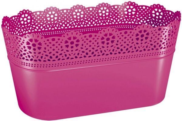 Кашпо пластиковое Prosperplast Lace овальный 2,7л фуксия (78979-235) 