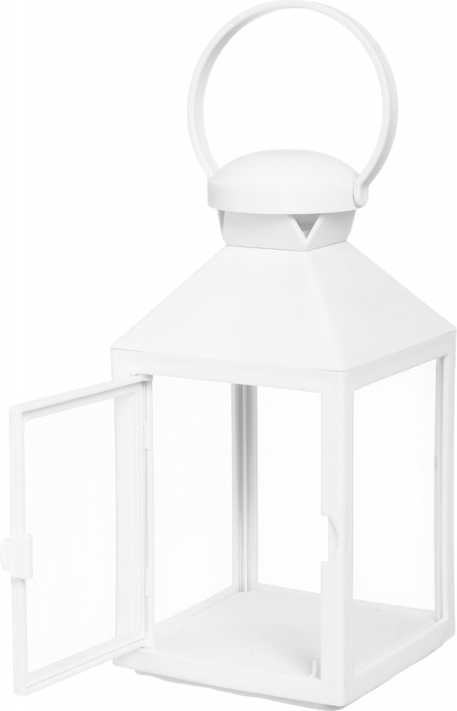 Подсвечник-фонарь пустой квадрат 10х10х20 см белый Pako-If