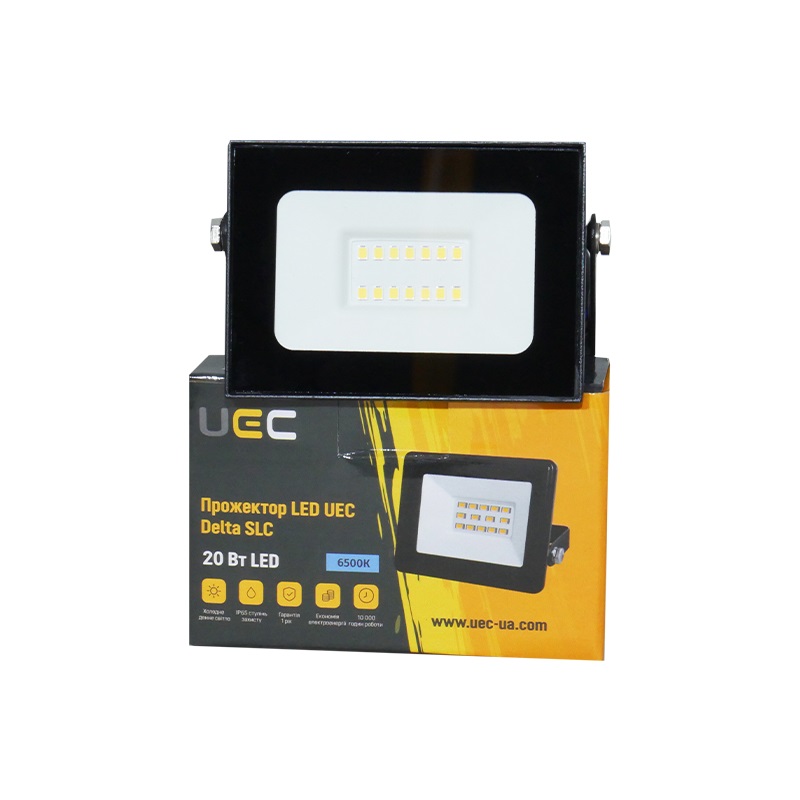 Прожектор світлодіодний LED UEC Delta SLC 6500K 20 Вт IP65 чорний SLC-20-IP65-0-B