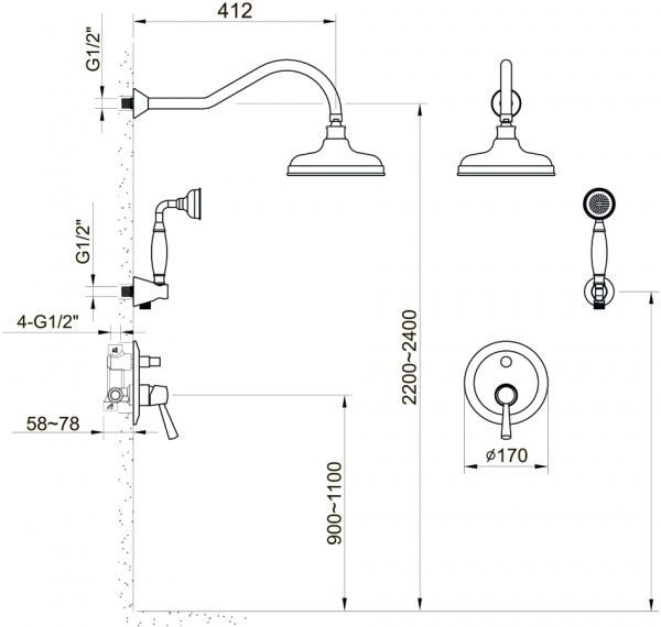 Душевой набор Imprese Podzima Zrala ZMK02170811