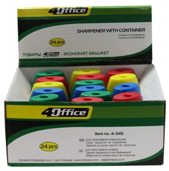 Чинка з контейнером колір в асортименті 4-345 4Office