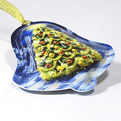 Елочная игрушка колокольчик Елка 10 см 