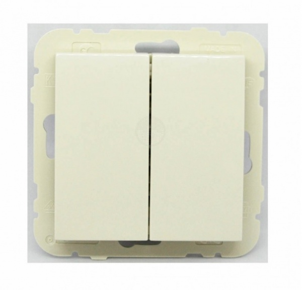Выключатель двухклавишный перекрестный двухклавишный Efapel Logus без подсветки слоновая кость 21204 TMF