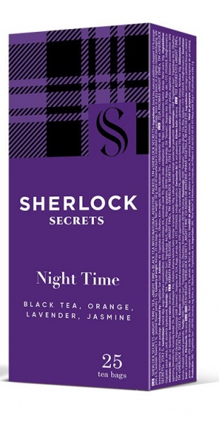 Чай чорний Sherlock Secrets ЧАЙ ЧОРНИЙ БАЙХОВИЙ NIGHT TIME SHERLOCK SECRETS К/У 25Х2Г 25 шт. 50 г 
