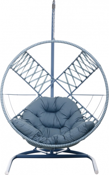 Кресло-кокон Сфера Лайт плетение зигзаг голубой