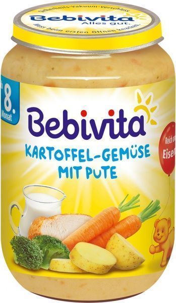 Пюре Bebivita Картофель и овощи с индейкой 220 г 4018852001447 