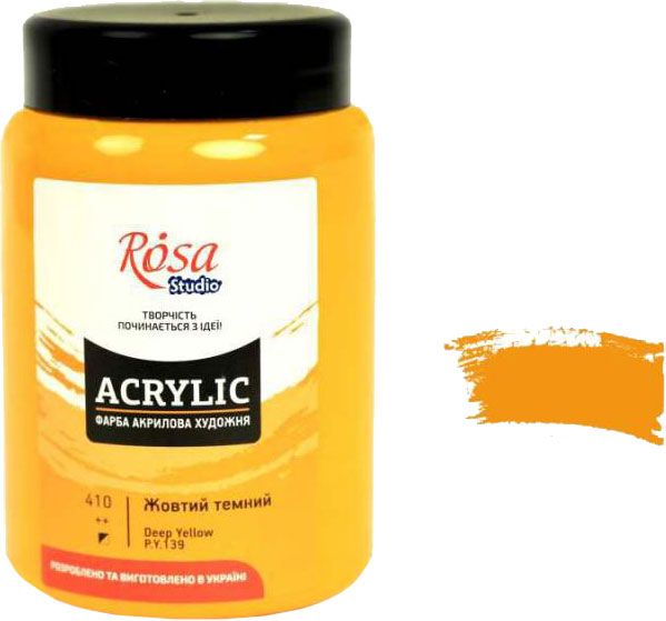 Фарба акрилова жовта темна 400 мл Rosa Studio