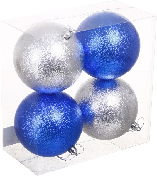 Набор елочных шаров рельефных d 100 мм 4 шт./уп.