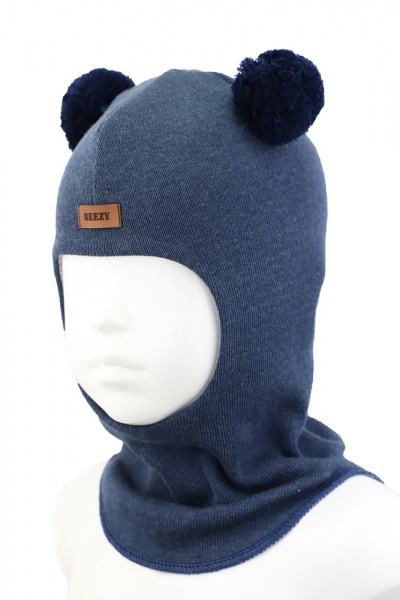 Шапочка детская для мальчика Beezy Мишка р.50-52 синий 1702 