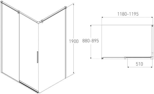 Душевое ограждение 120x90 см Volle 10-22-244glass